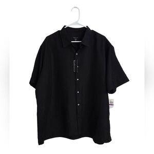 Van Heusen Men's Casual Black Button Down Shirt Size XXL